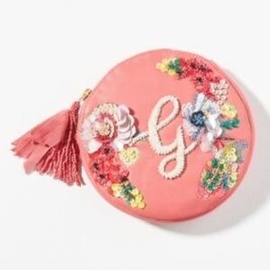 Anthropologie Leather Monogram G Pouch